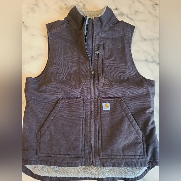 Carhartt Duck Sherpa Lined Mock Neck Vest - Picture 3 of 8
